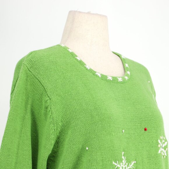 NWT QUACKER FACTORY Light Up Christmas Sweater Santa Claus Reindeer Holiday 1X - Picture 3 of 9